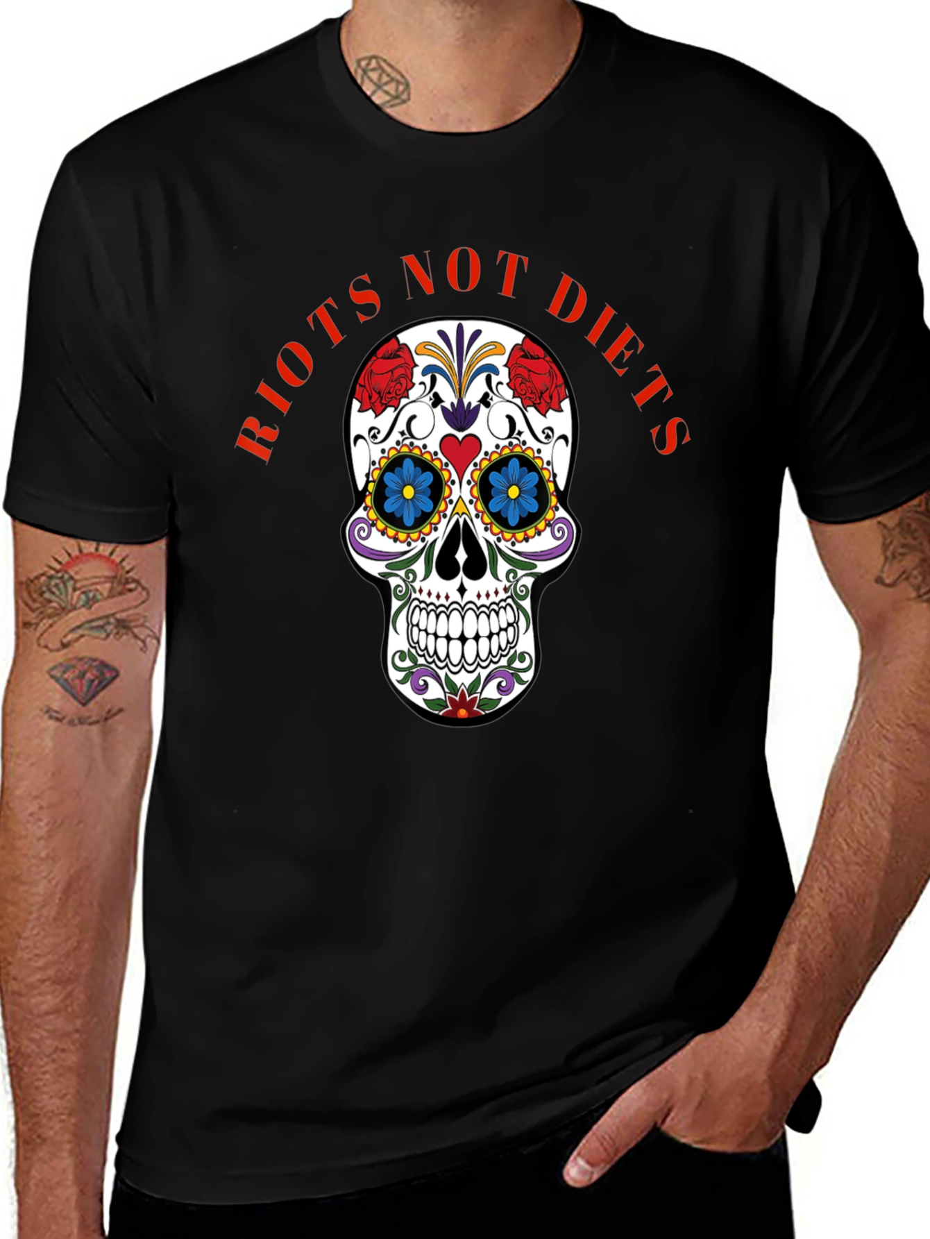 Riots Not Diets Sugar Skull Graphic Tee