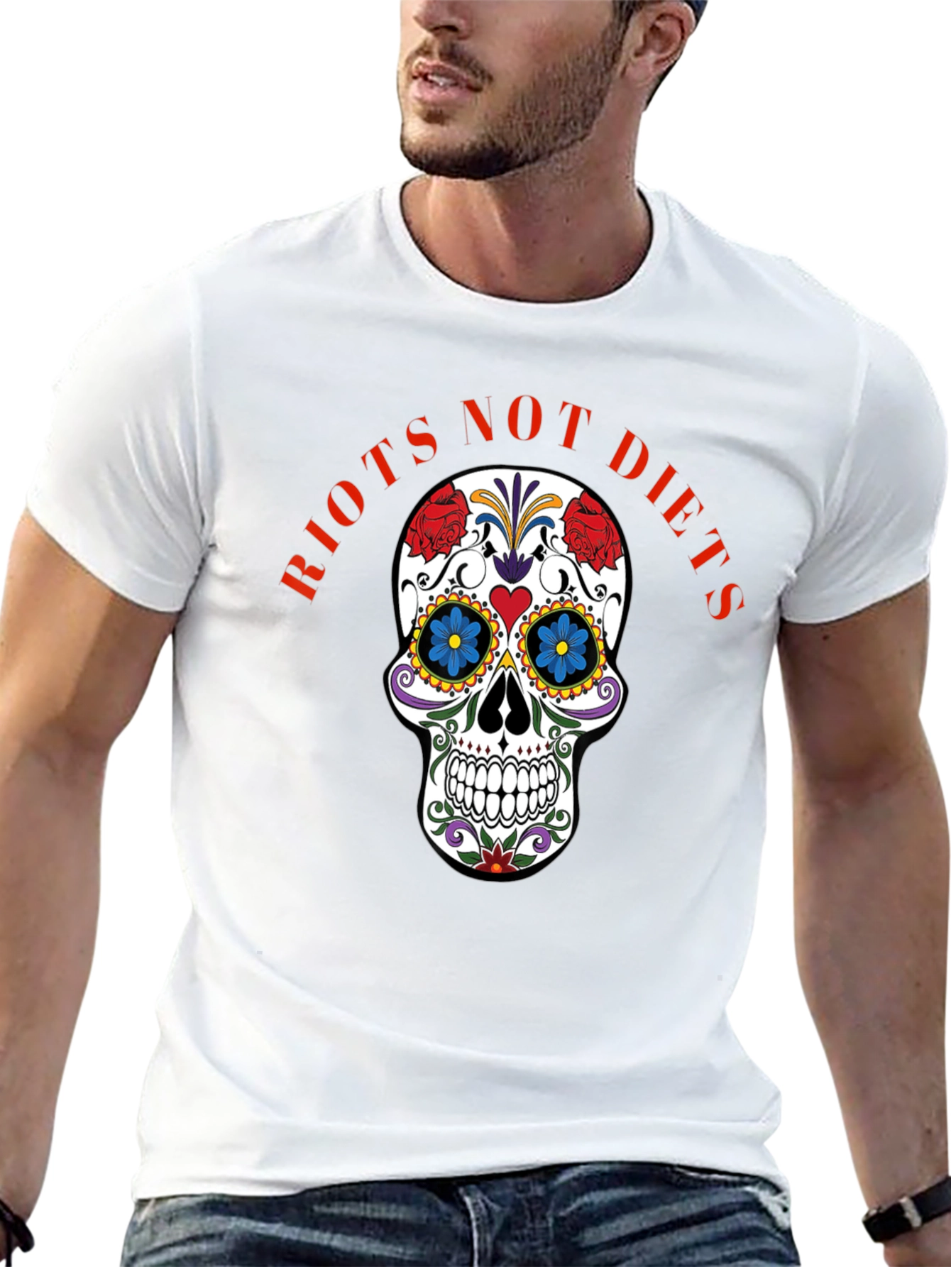 Riots Not Diets Sugar Skull Graphic Tee