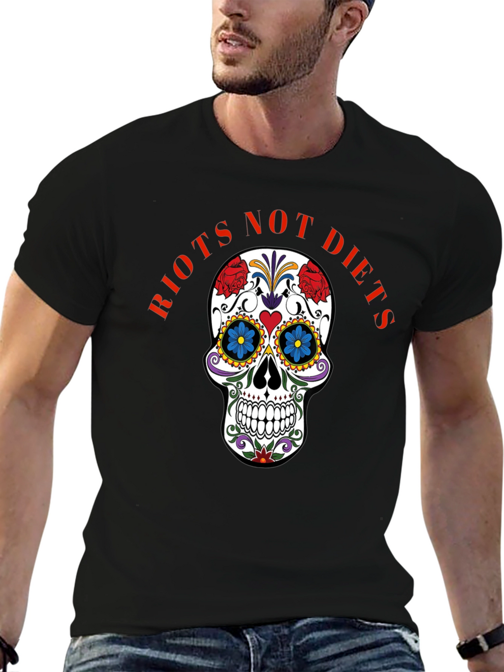 Riots Not Diets Sugar Skull Graphic Tee