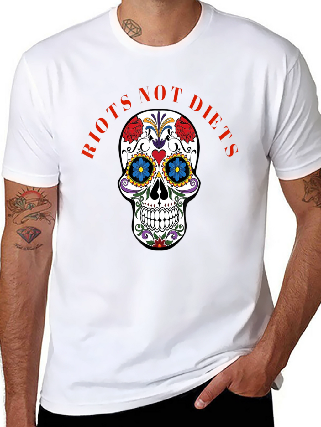 Riots Not Diets Sugar Skull Graphic Tee