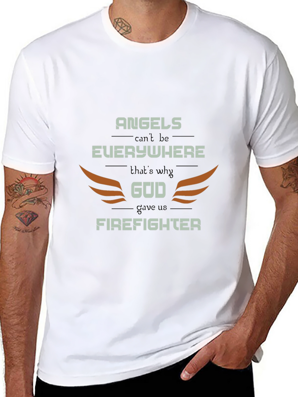 Firefighter Graphic Tee - Angels Cant Be Everywhere