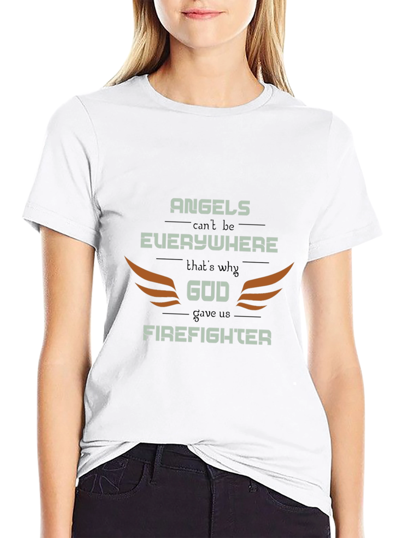 Firefighter Graphic Tee - Angels Cant Be Everywhere