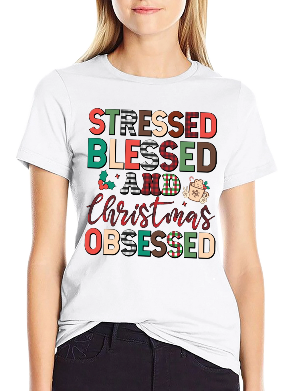 Stressed Blessed Christmas Obsessed T-Shirt
