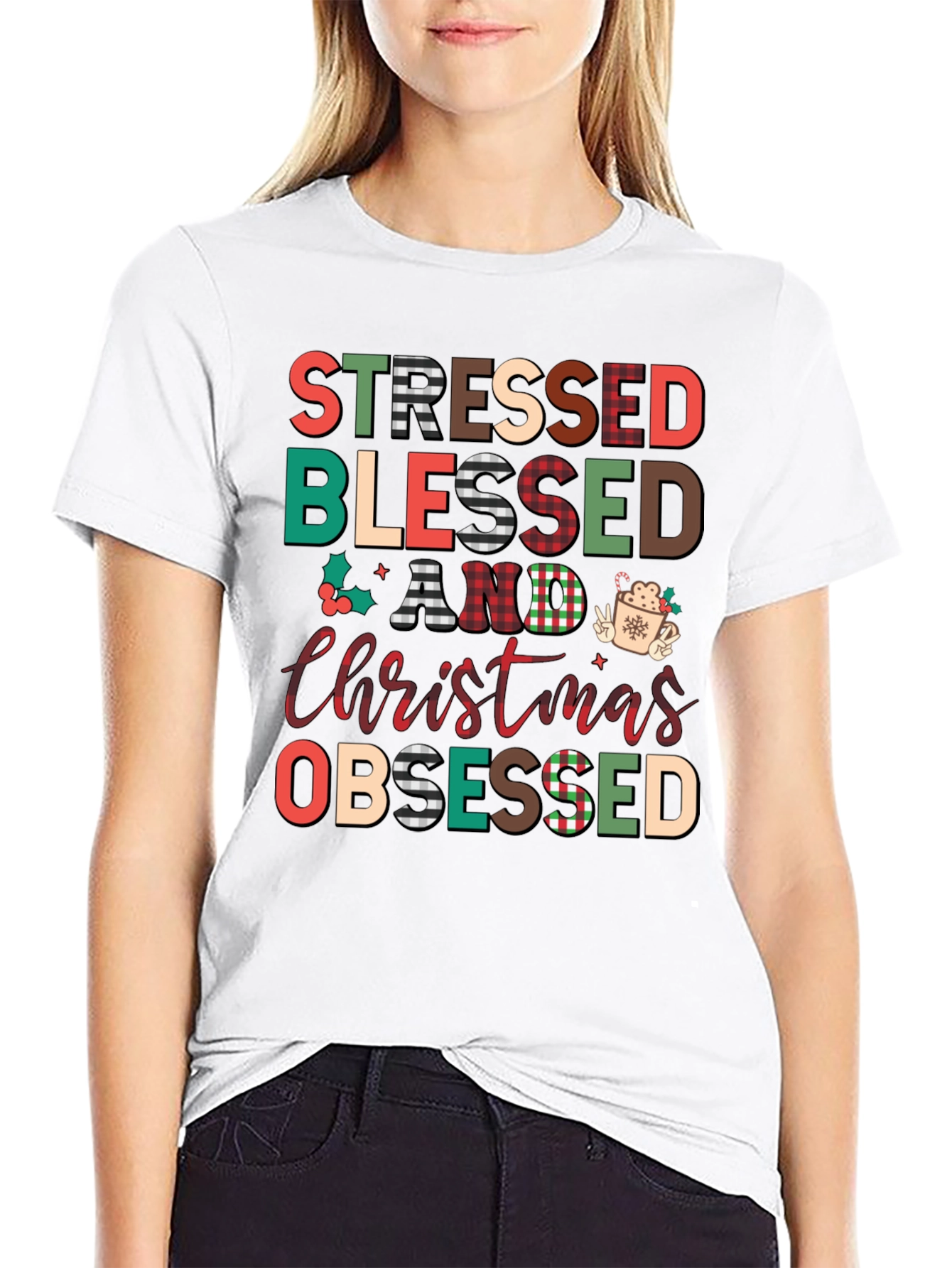 Stressed Blessed Christmas Obsessed T-Shirt