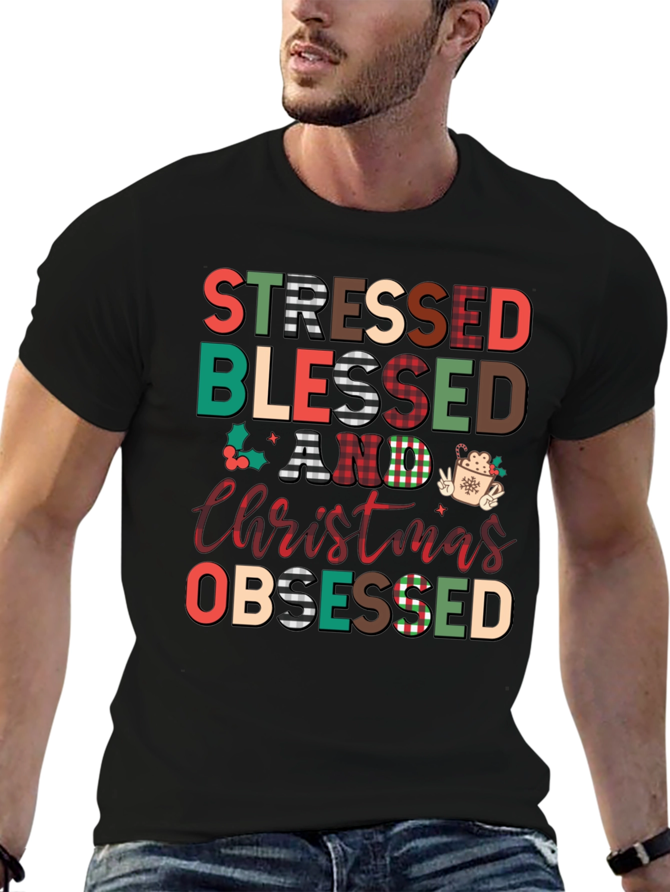 Stressed Blessed Christmas Obsessed T-Shirt