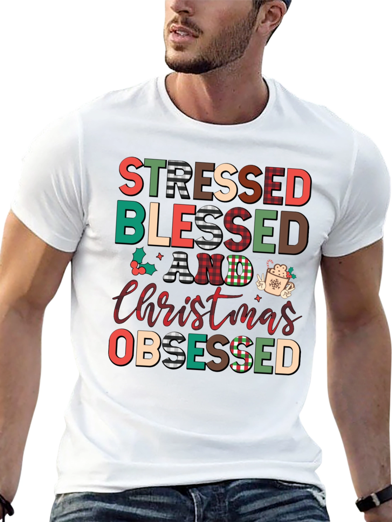 Stressed Blessed Christmas Obsessed T-Shirt