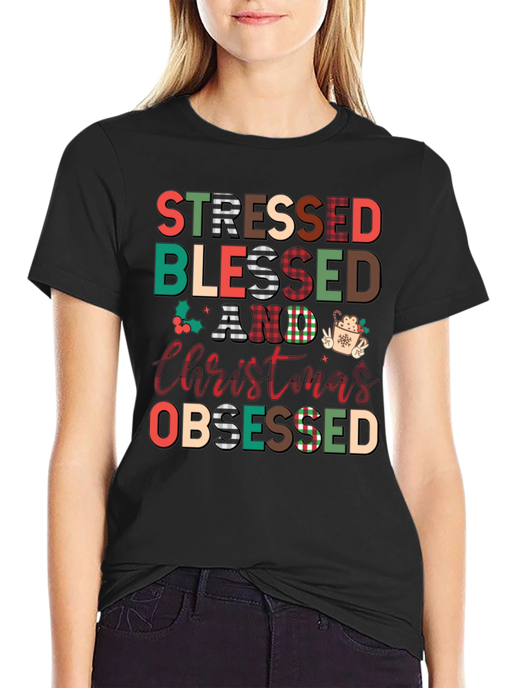 Stressed Blessed Christmas Obsessed T-Shirt