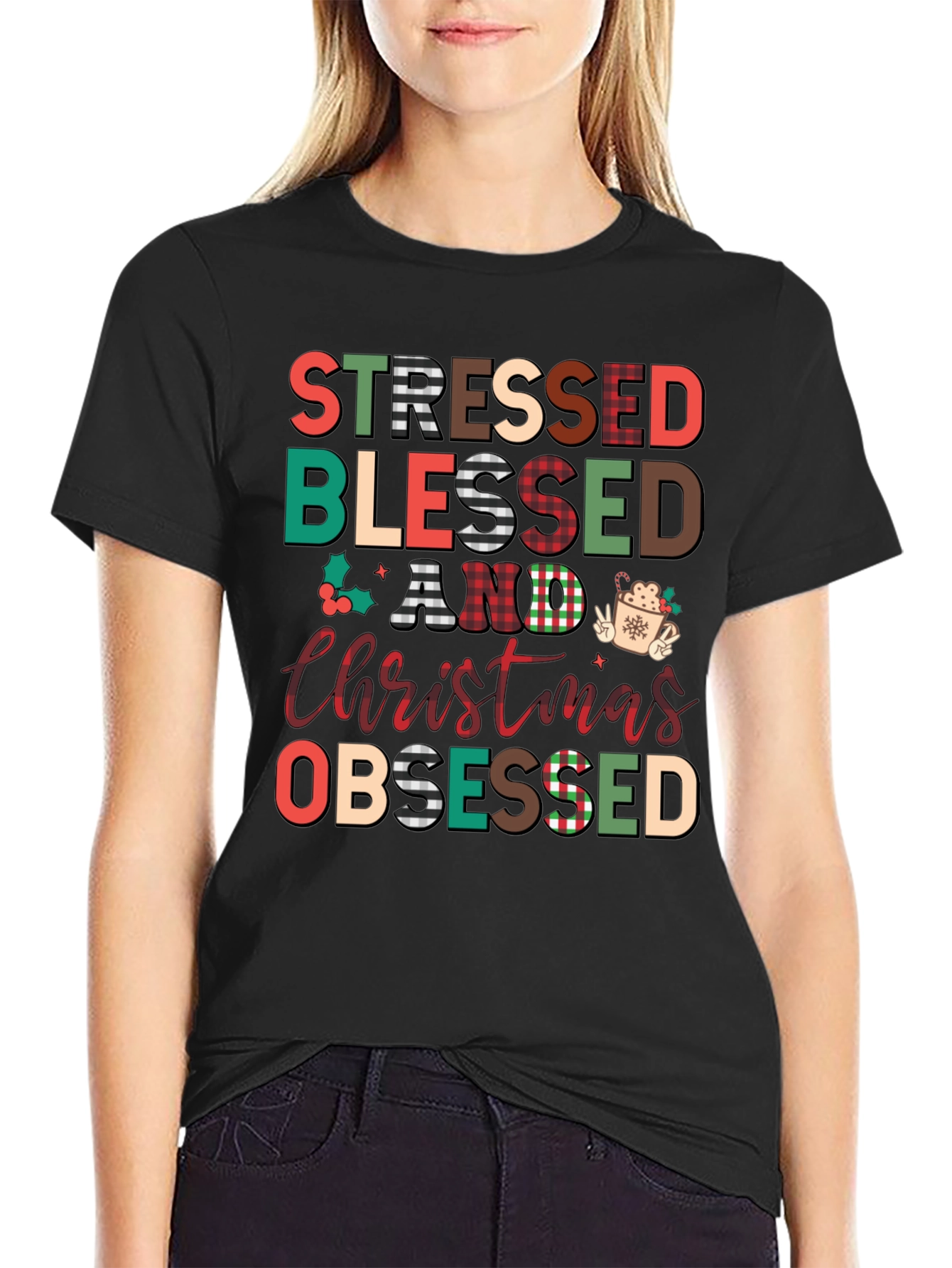 Stressed Blessed Christmas Obsessed T-Shirt