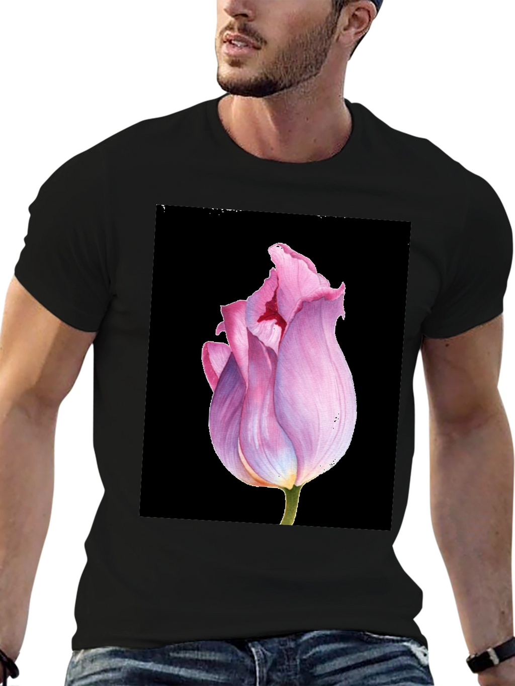 Floral Tulip Graphic Tee - Modern Botanical T-Shirt