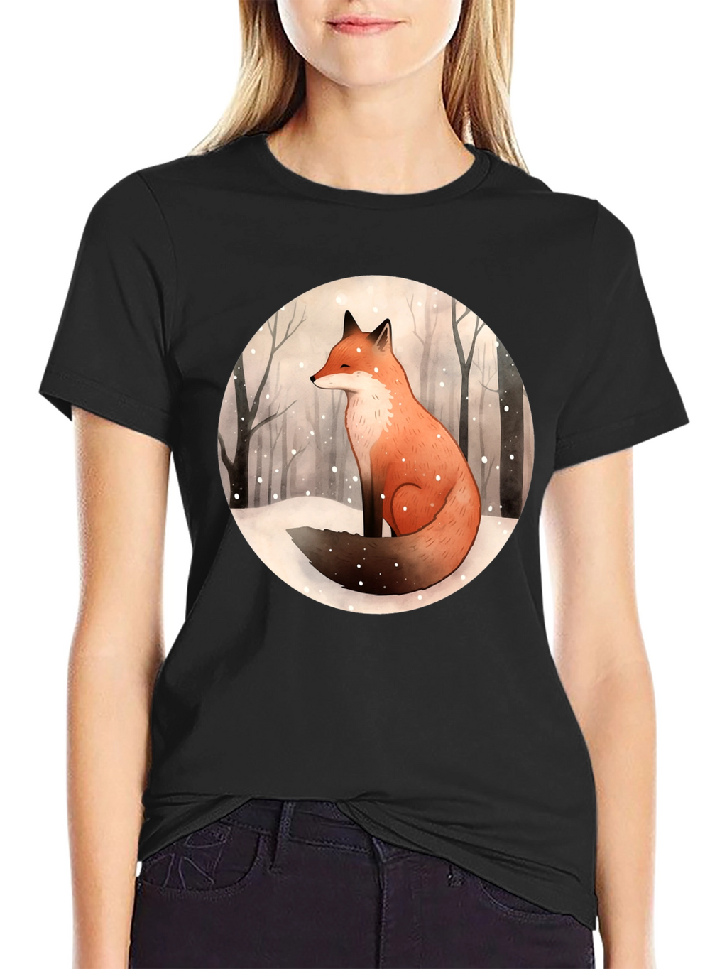 Winter Fox Graphic Tee - Unisex Black T-Shirt