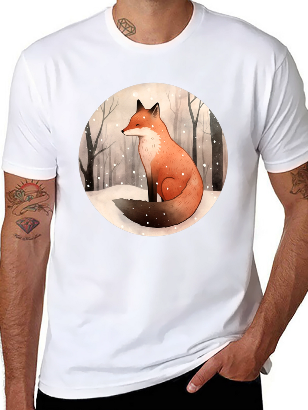 Winter Fox Graphic Tee - Unisex Black T-Shirt