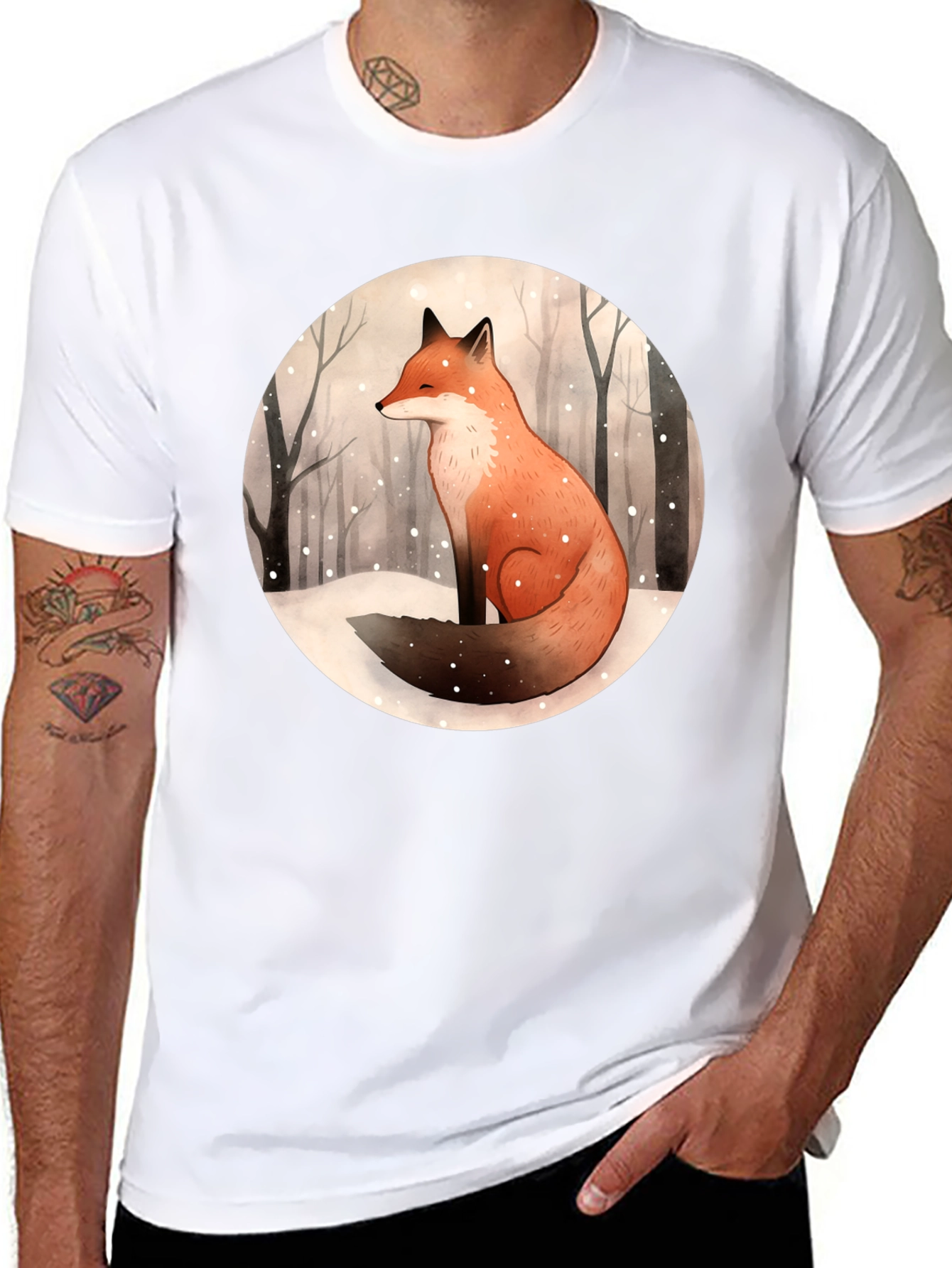 Winter Fox Graphic Tee - Unisex Black T-Shirt