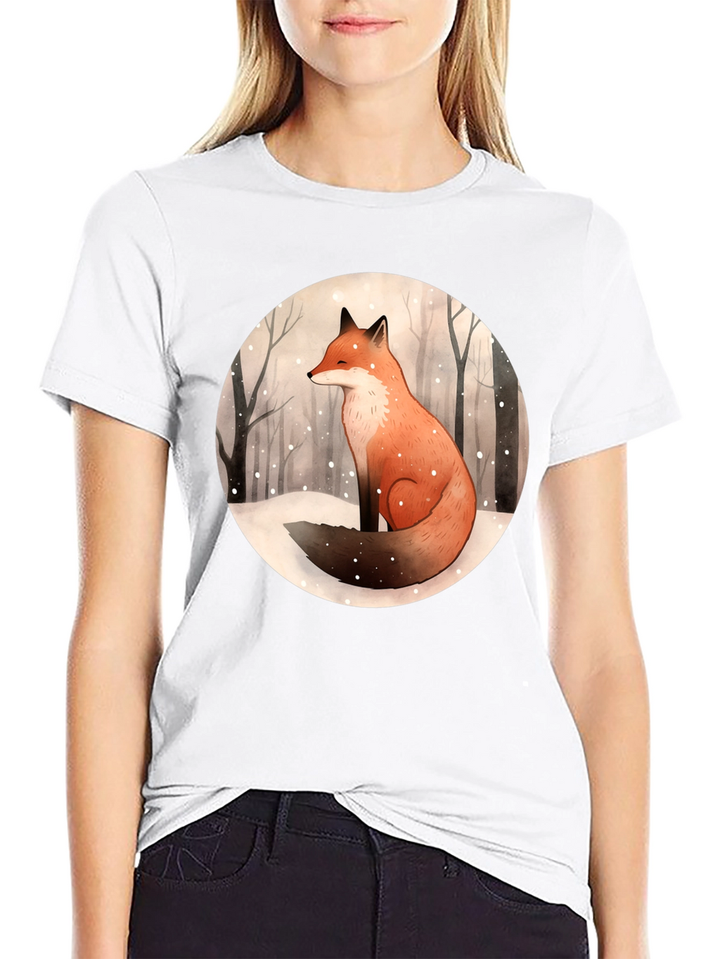 Winter Fox Graphic Tee - Unisex Black T-Shirt