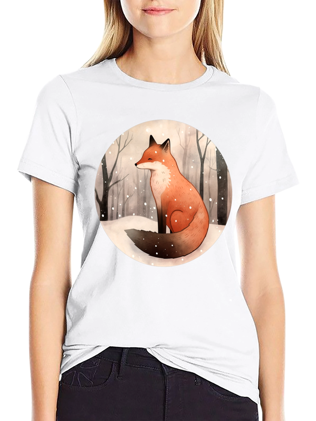 Winter Fox Graphic Tee - Unisex Black T-Shirt