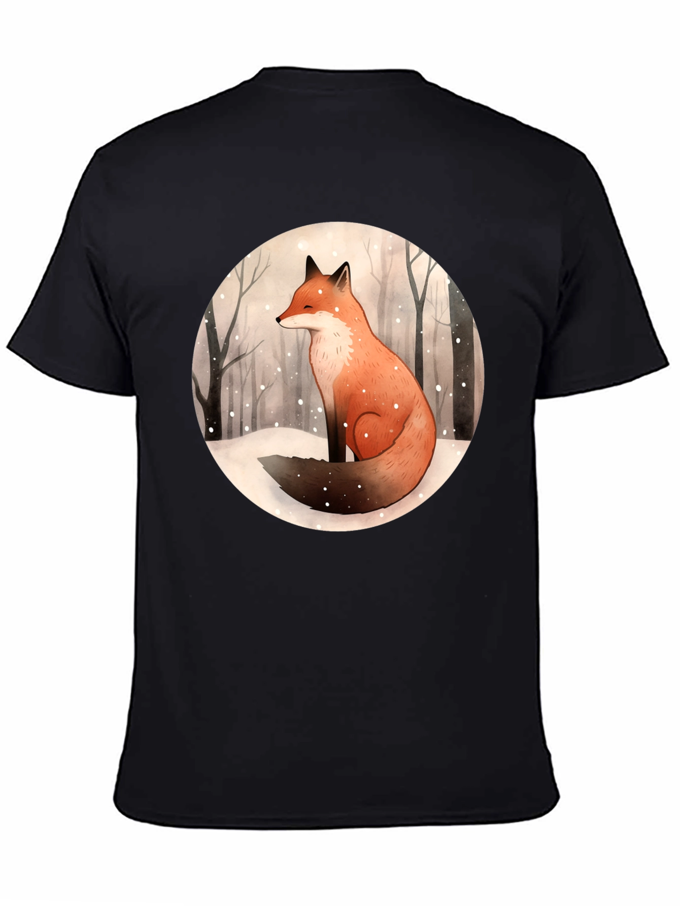 Winter Fox Graphic Tee - Unisex Black T-Shirt