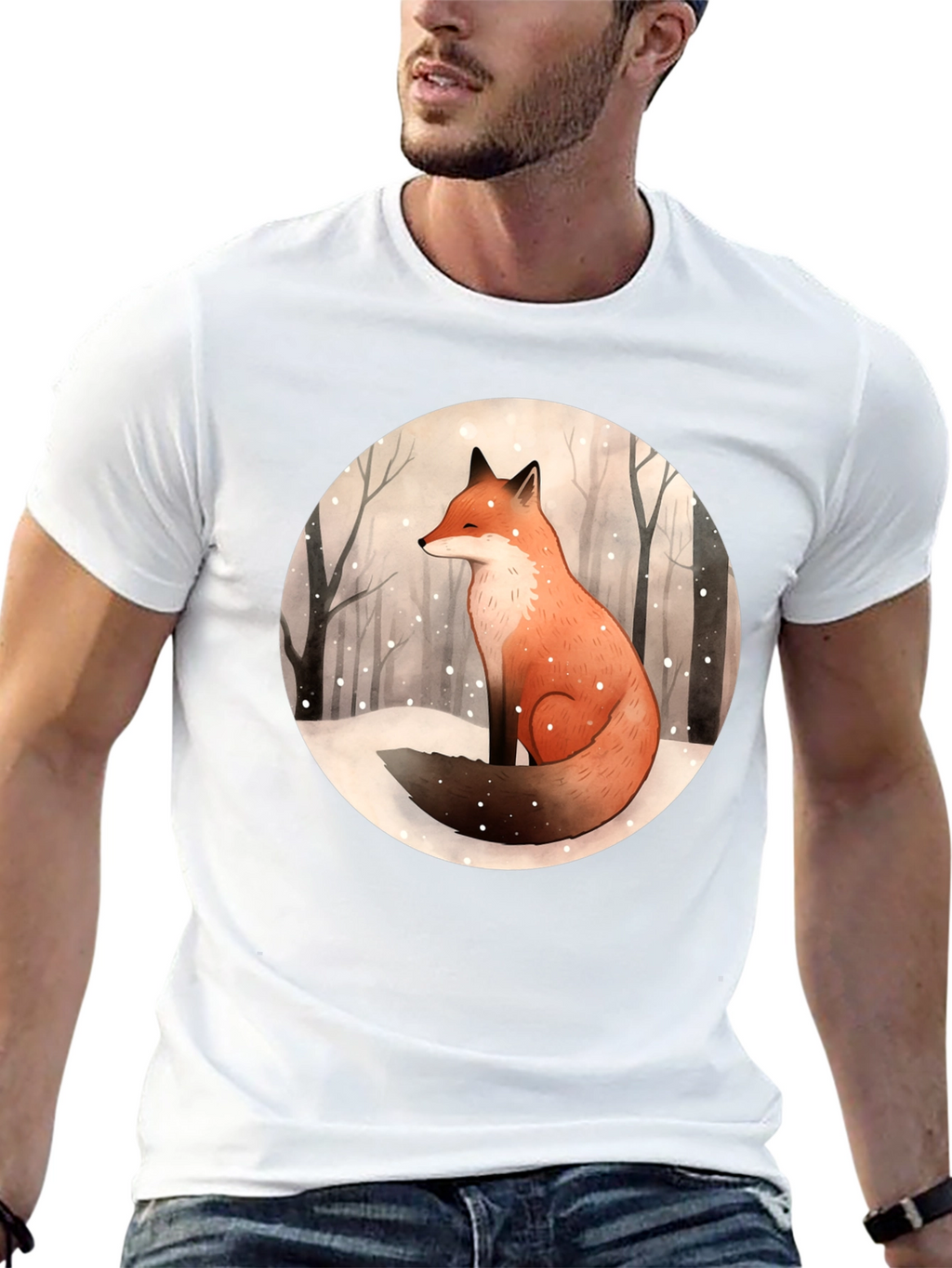 Winter Fox Graphic Tee - Unisex Black T-Shirt