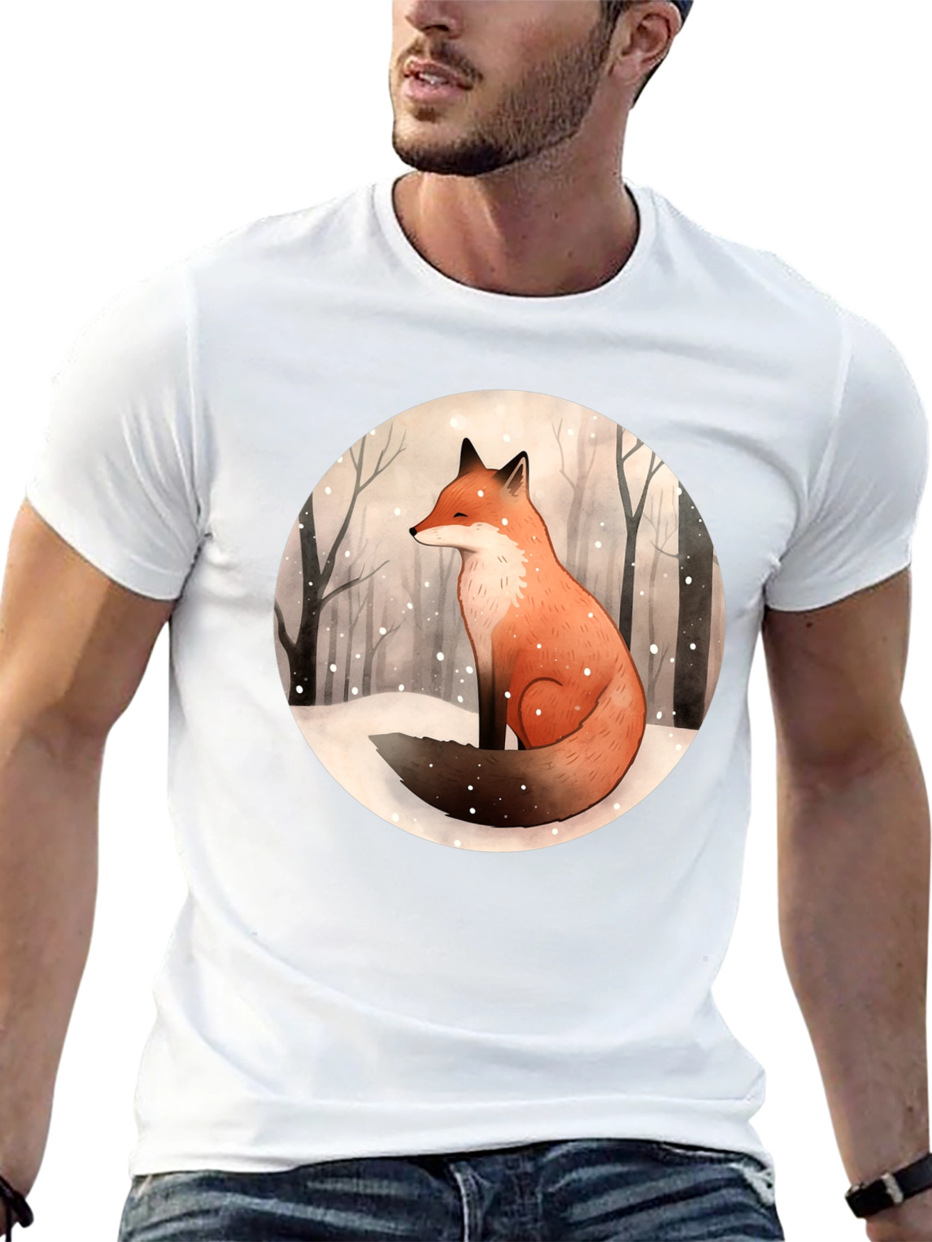Winter Fox Graphic Tee - Unisex Black T-Shirt