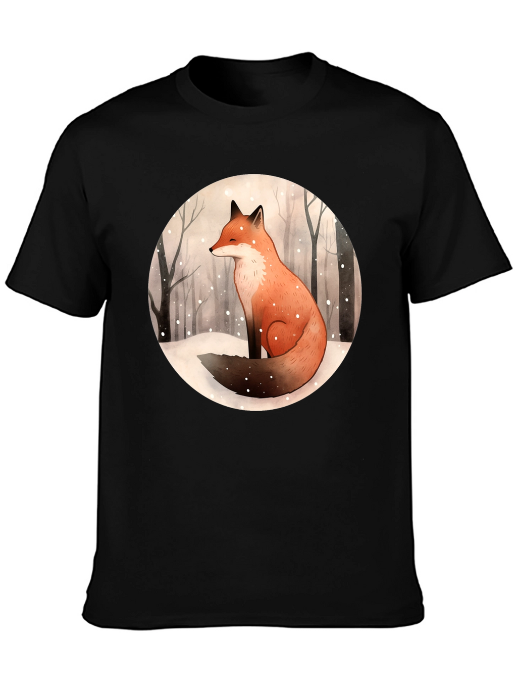 Winter Fox Graphic Tee - Unisex Black T-Shirt