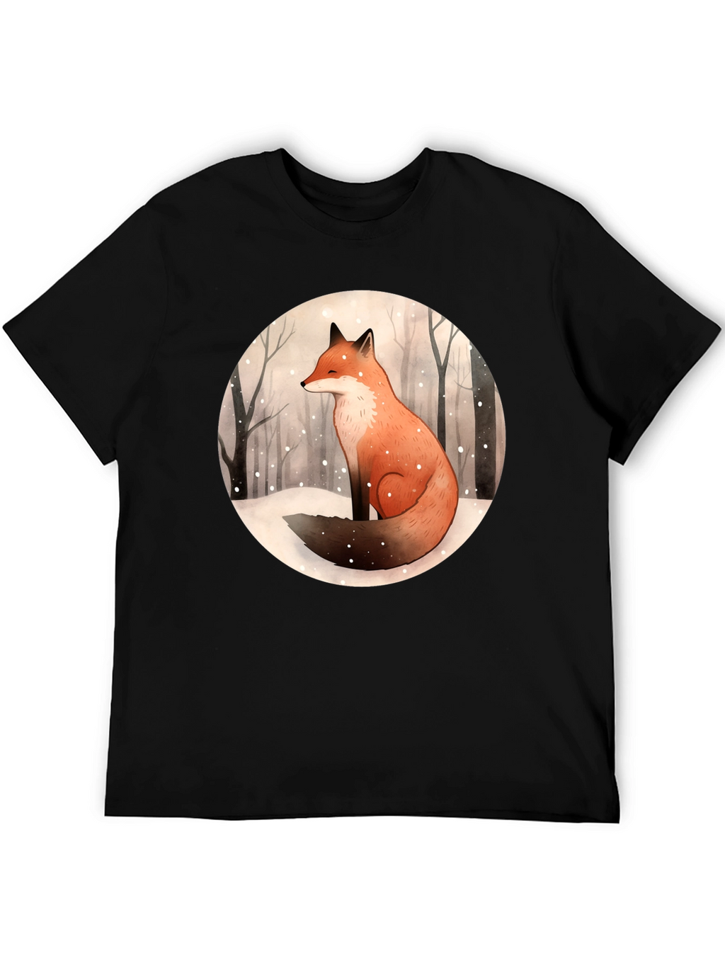 Winter Fox Graphic Tee - Unisex Black T-Shirt