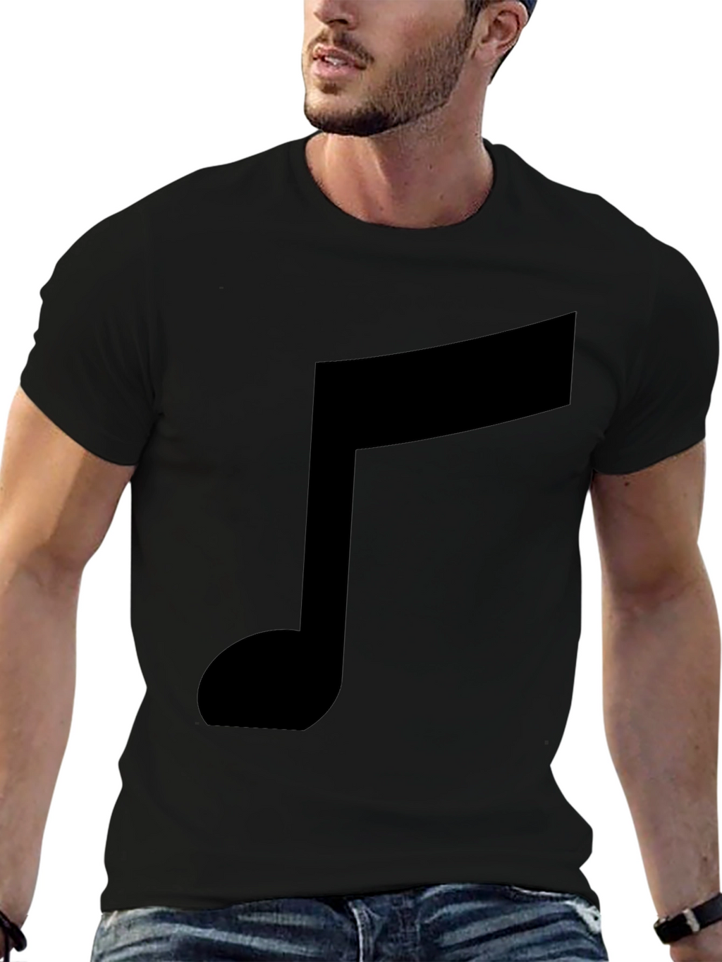 Musical Note Graphic Black T-Shirt