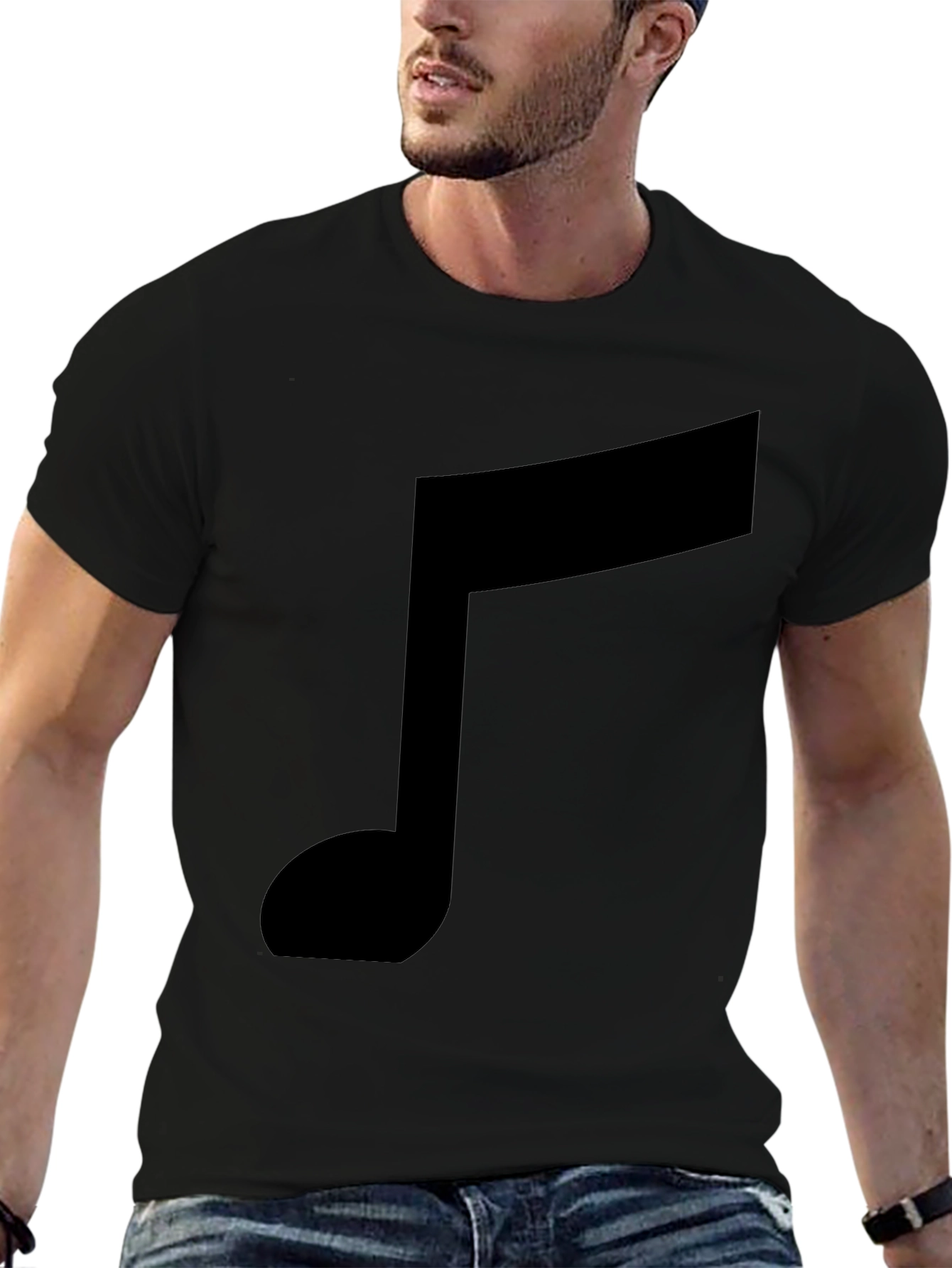 Musical Note Graphic Black T-Shirt