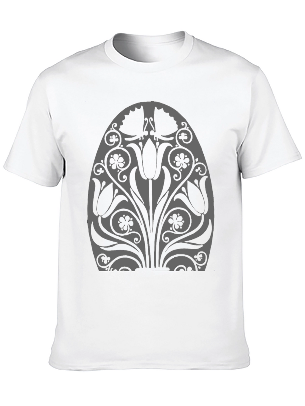 Floral Tulip Graphic Black T-Shirt
