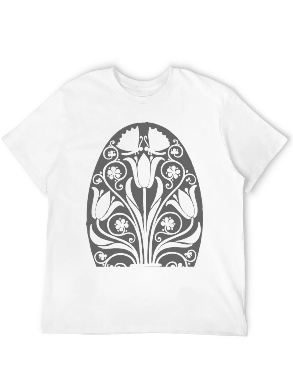 Floral Tulip Graphic Black T-Shirt
