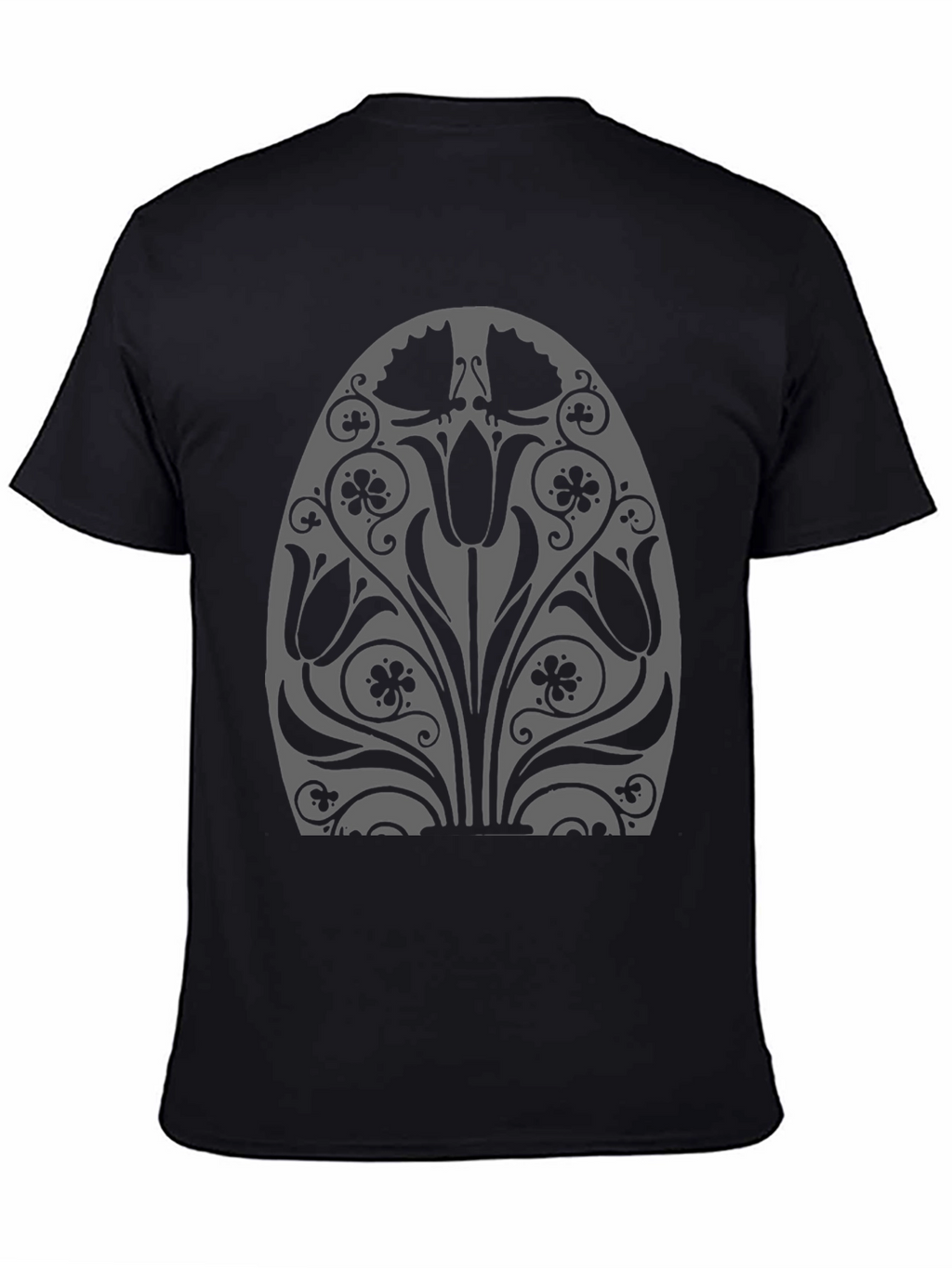 Floral Tulip Graphic Black T-Shirt