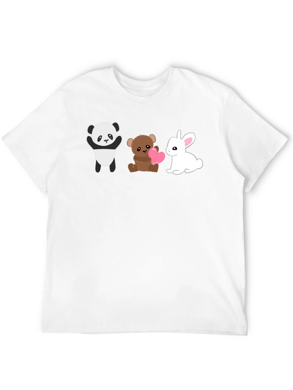 Cute Animal Trio Graphic Tee - Panda Bear Bunny
