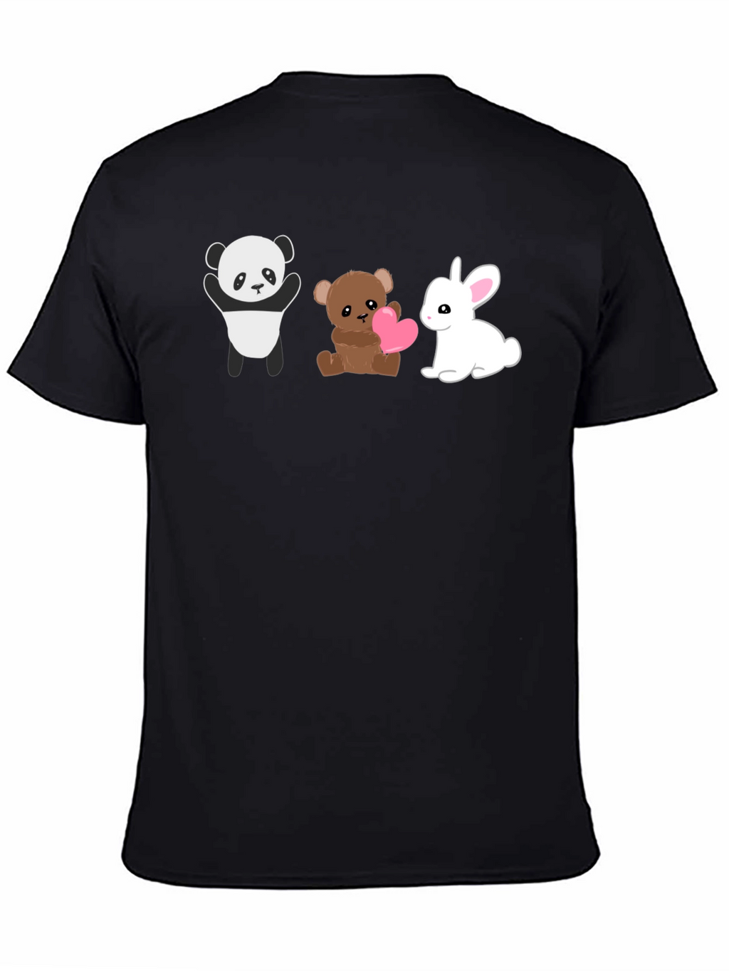 Cute Animal Trio Graphic Tee - Panda Bear Bunny