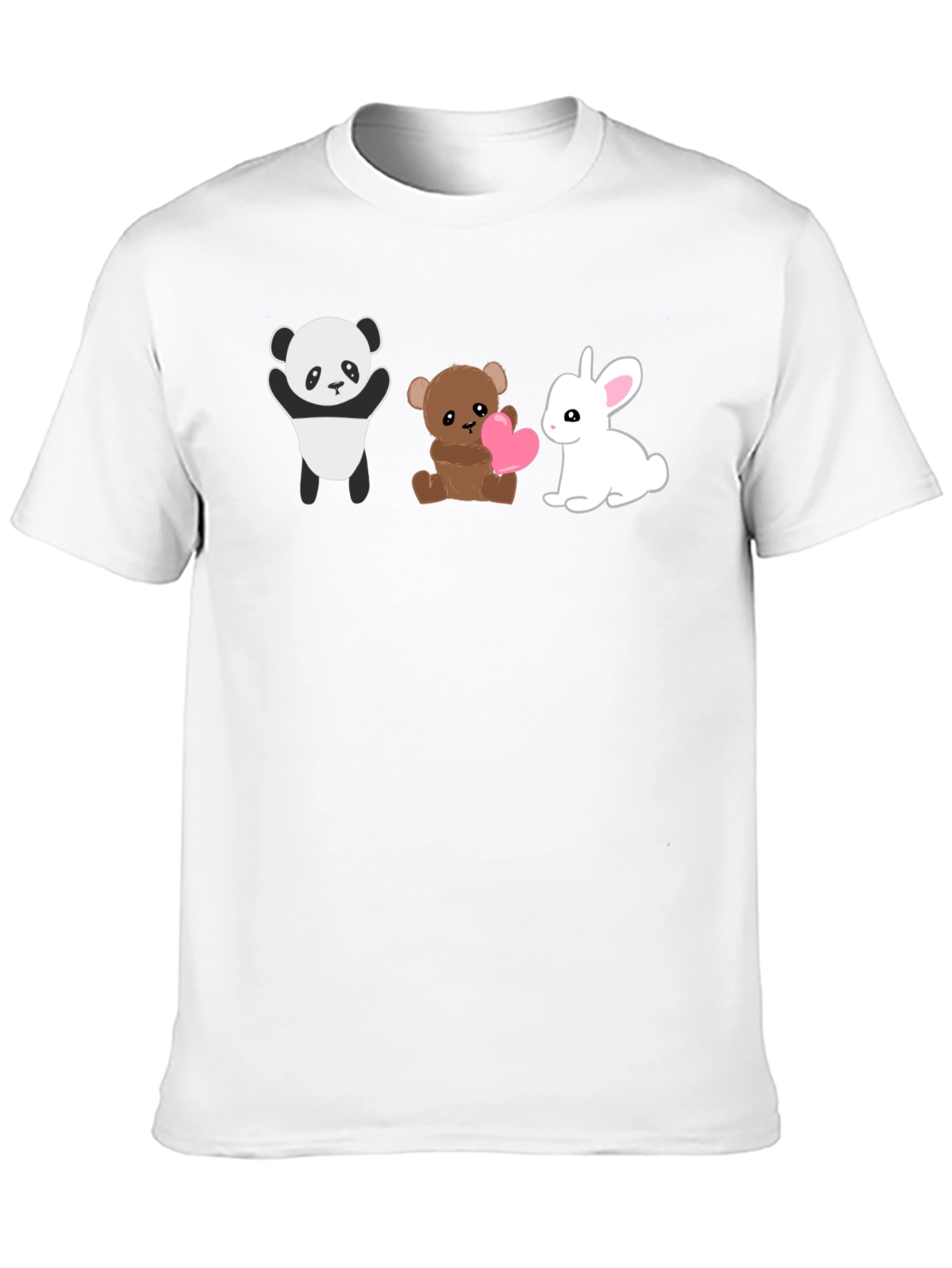 Cute Animal Trio Graphic Tee - Panda Bear Bunny