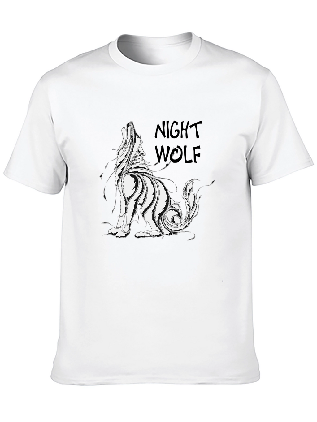 Night Wolf Graphic Print Black T-Shirt