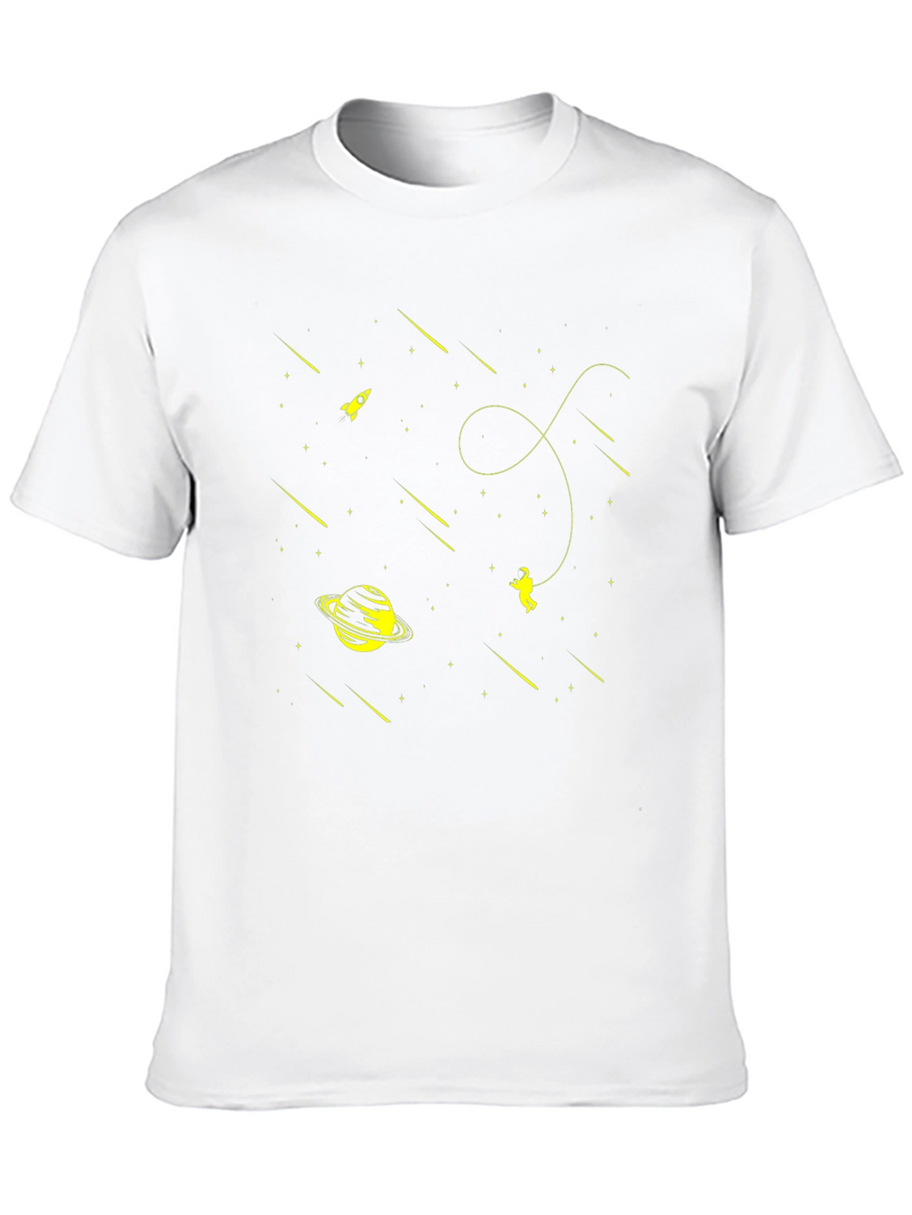 Space Explorer Black T-Shirt: Rocket Planet Astronaut Design