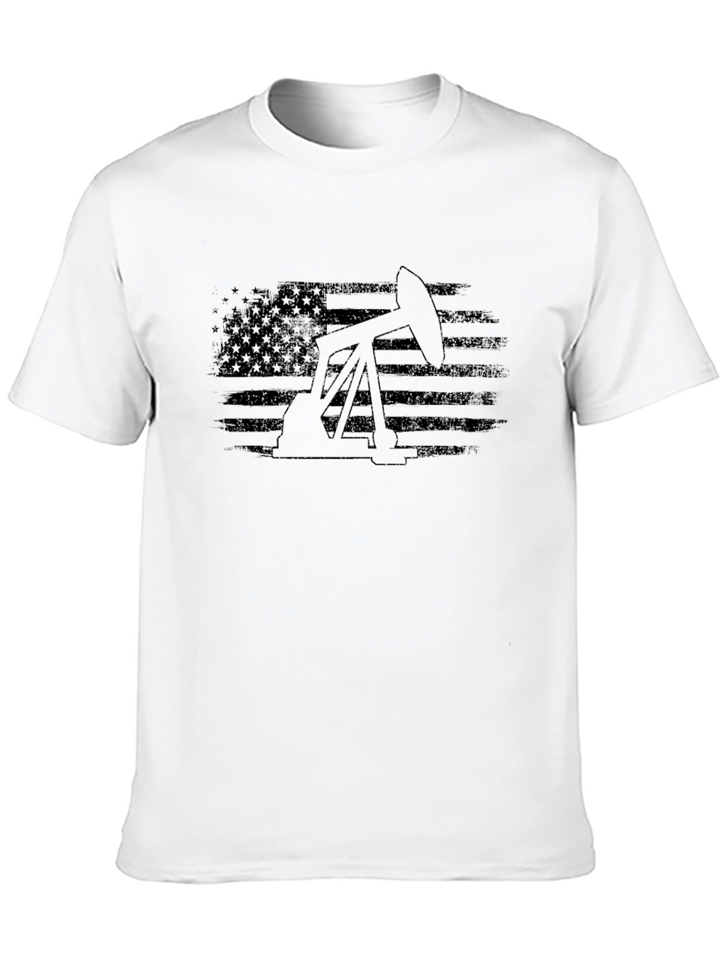 Oil Derrick USA Flag Graphic T-Shirt