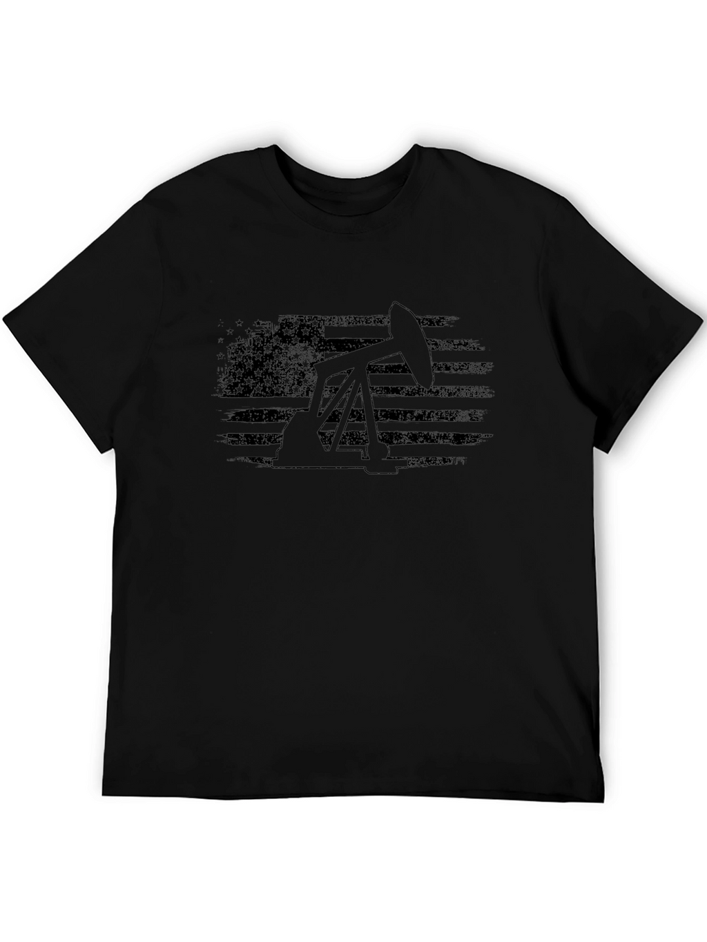 Oil Derrick USA Flag Graphic T-Shirt