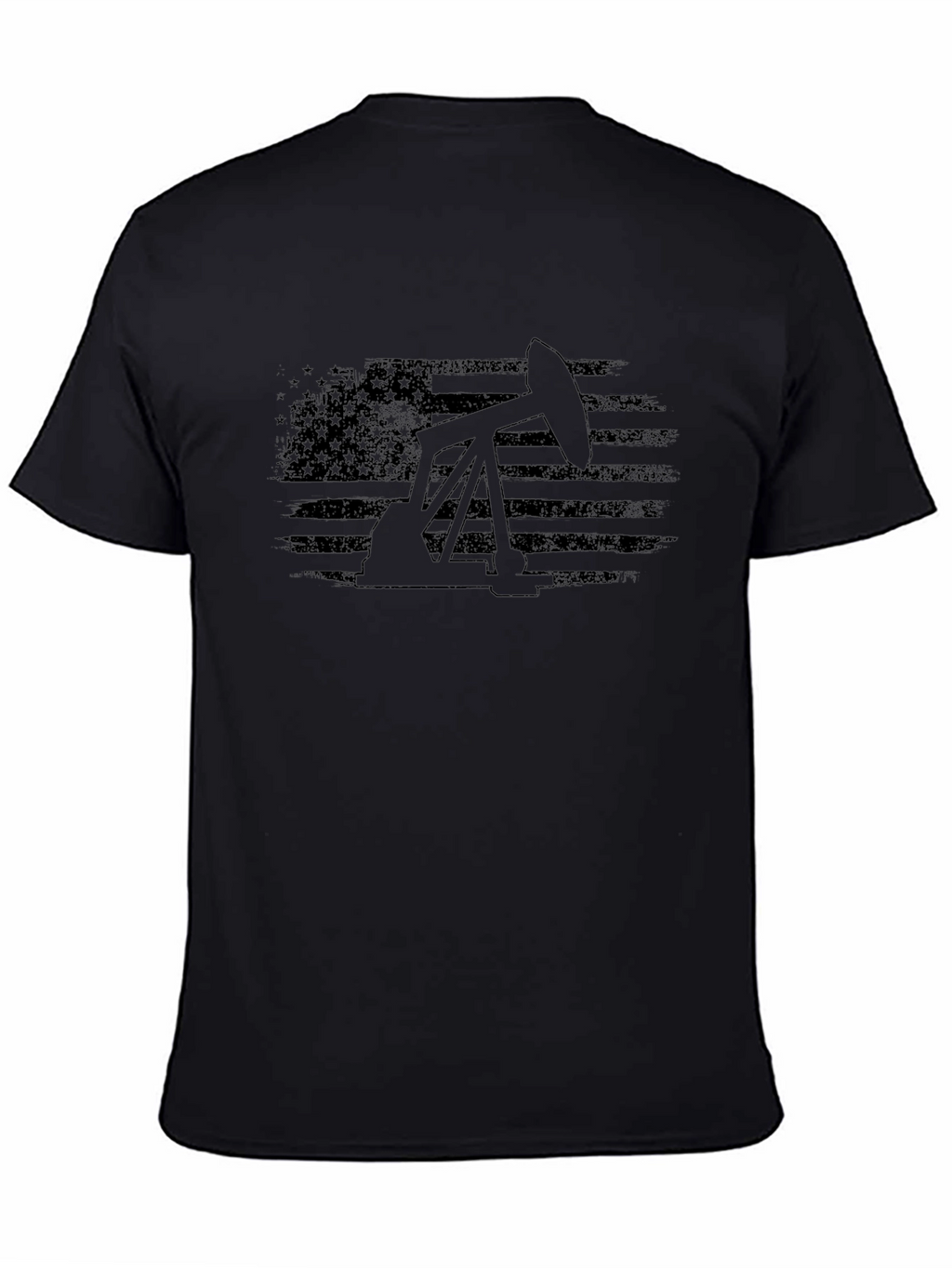 Oil Derrick USA Flag Graphic T-Shirt