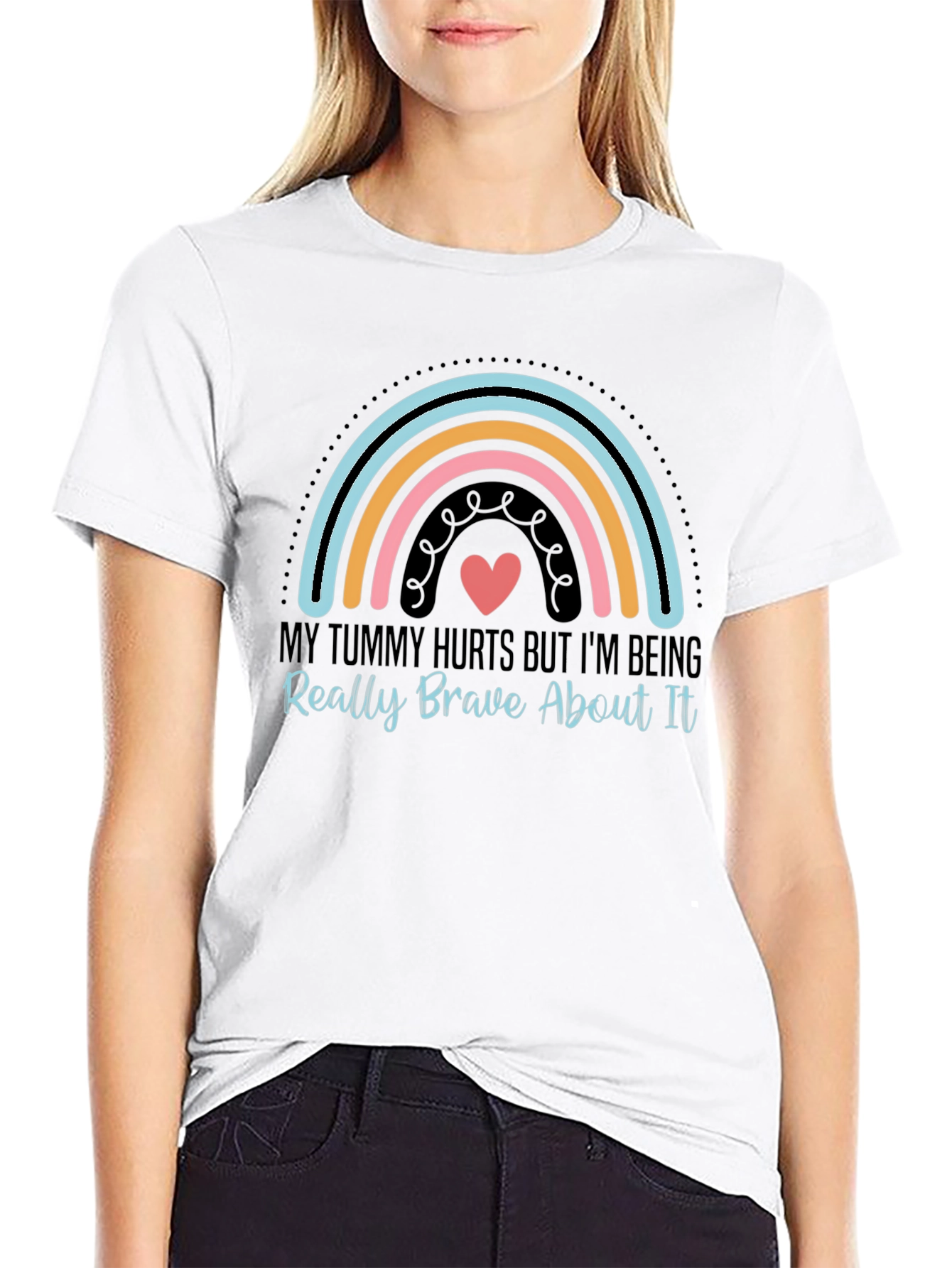 Tummy Hurts Brave Rainbow Graphic Tee