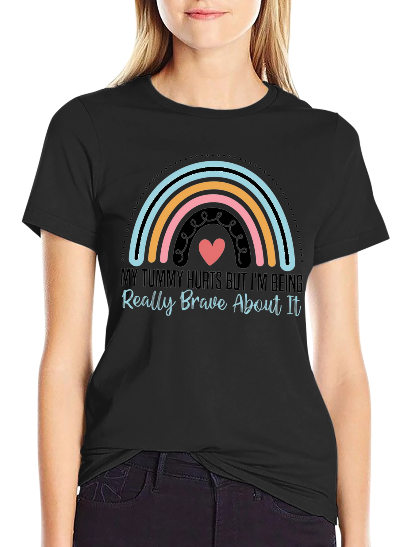 Tummy Hurts Brave Rainbow Graphic Tee