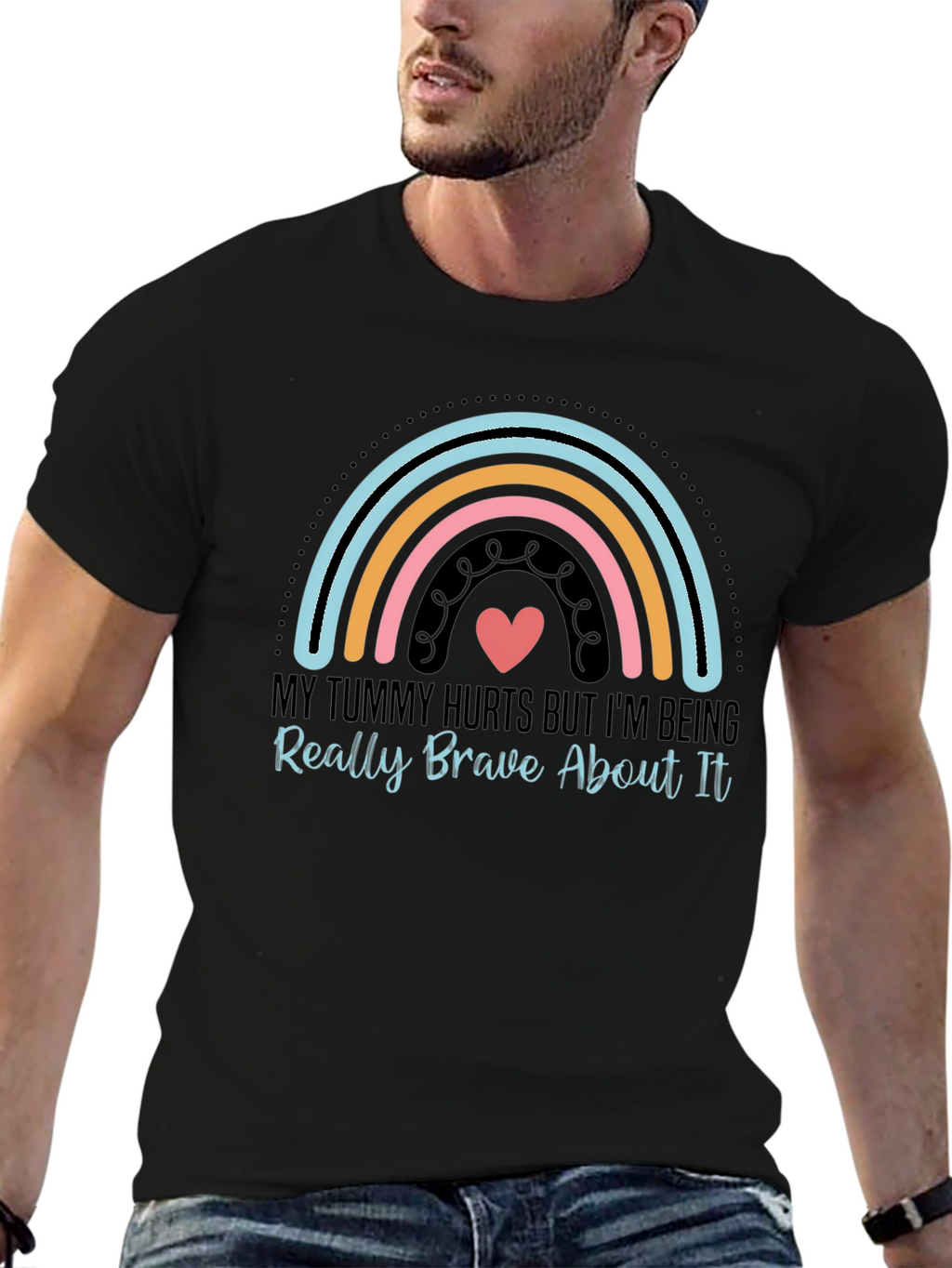 Tummy Hurts Brave Rainbow Graphic Tee