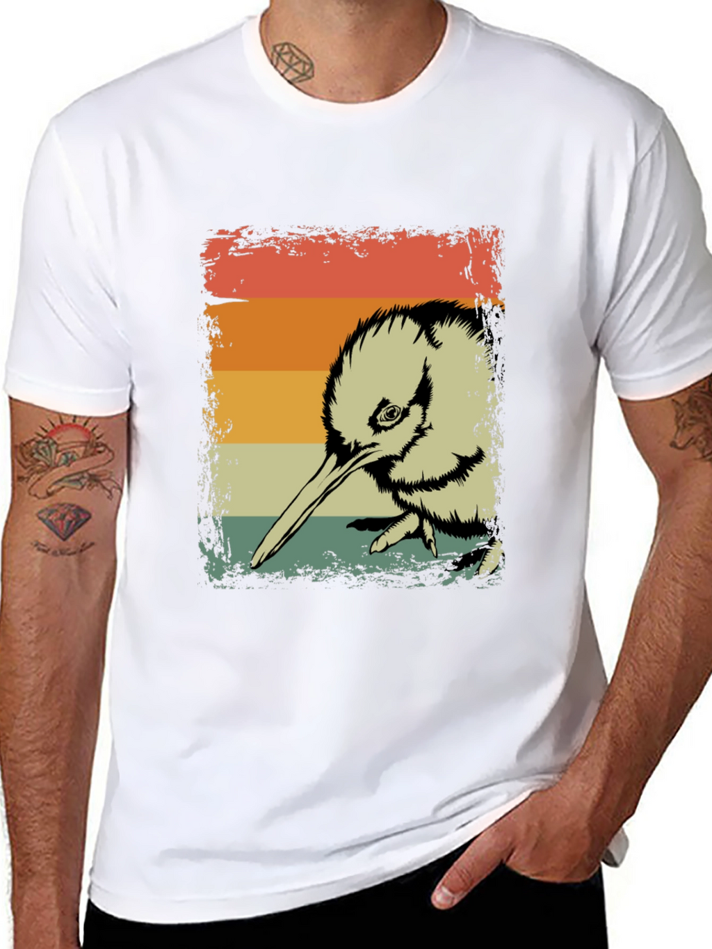 Retro Kiwi Bird Graphic T-Shirt