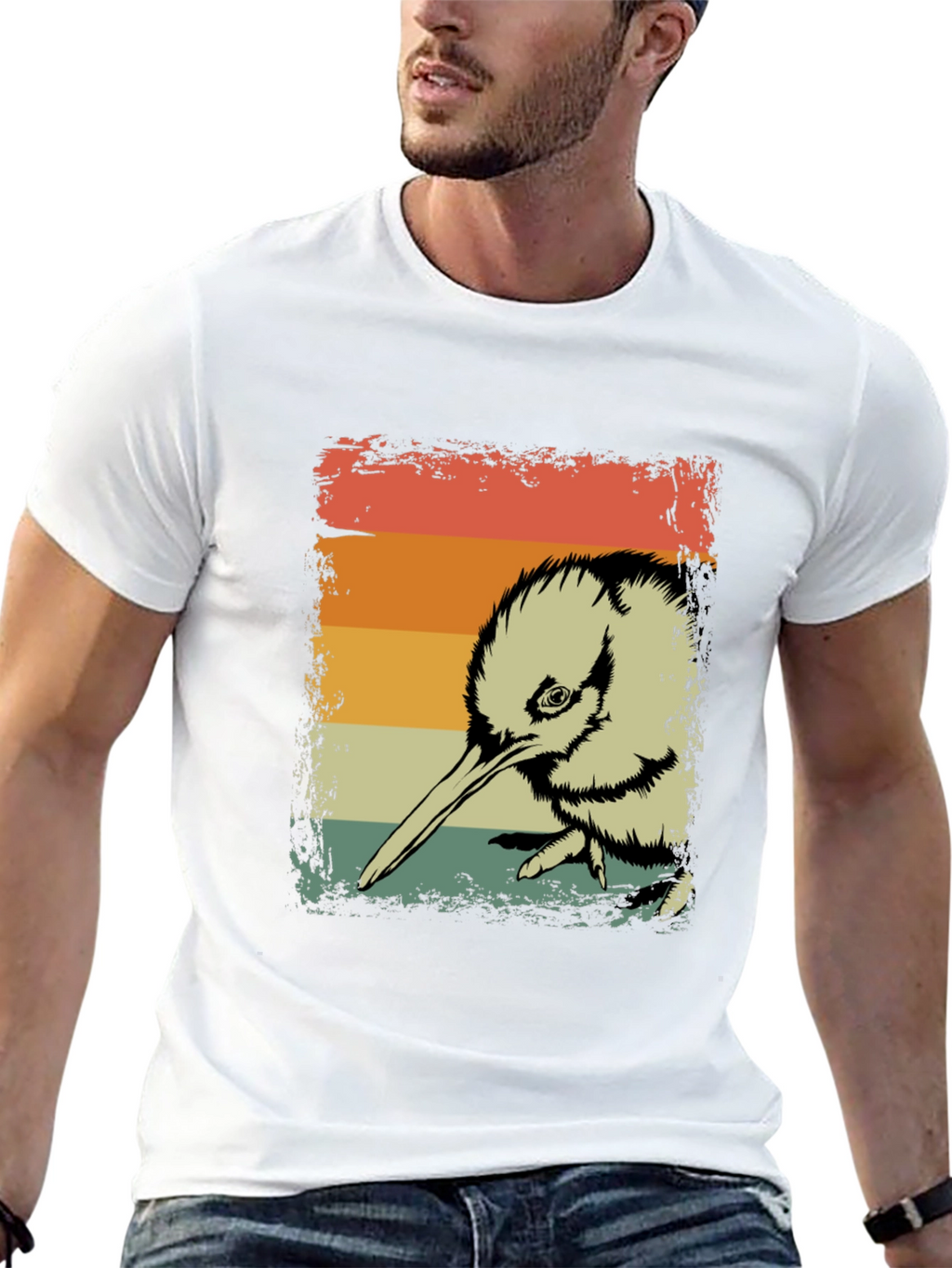 Retro Kiwi Bird Graphic T-Shirt