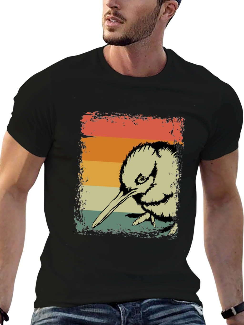 Retro Kiwi Bird Graphic T-Shirt