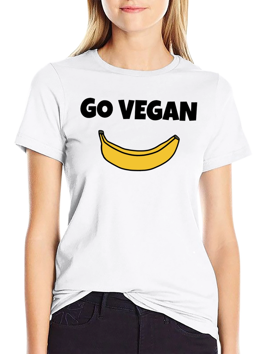 Go Vegan Banana Graphic Tee - Unisex Black T-Shirt
