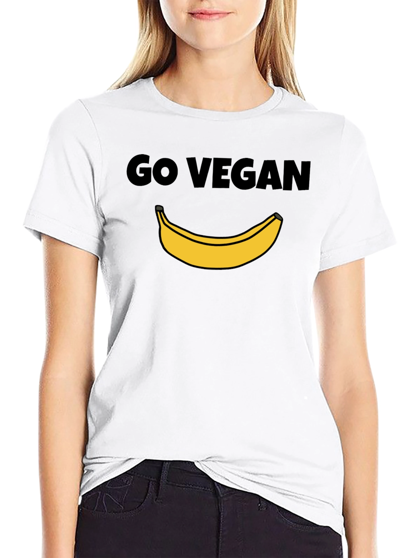 Go Vegan Banana Graphic Tee - Unisex Black T-Shirt
