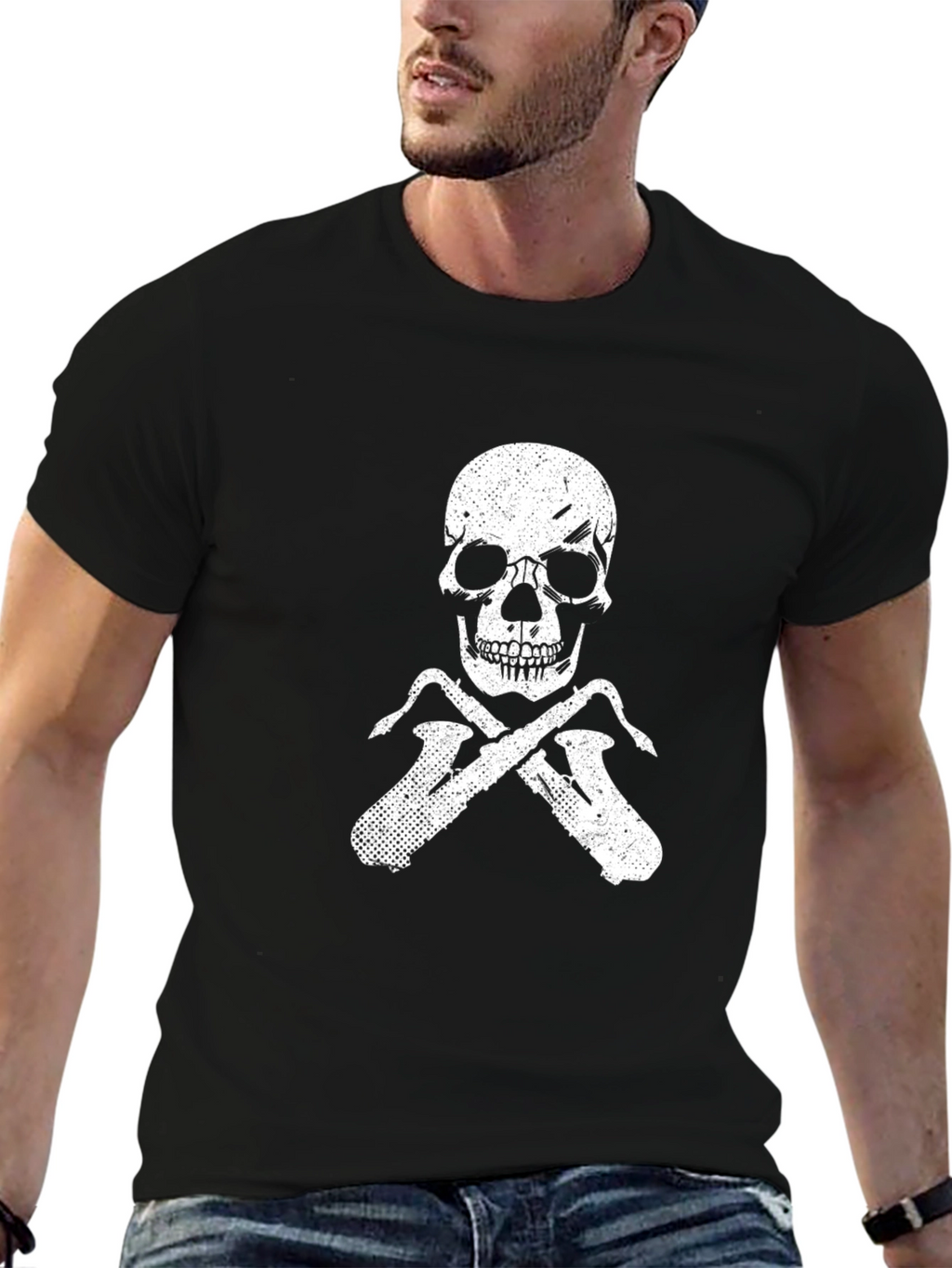 Skull & Saxophone Black T-Shirt