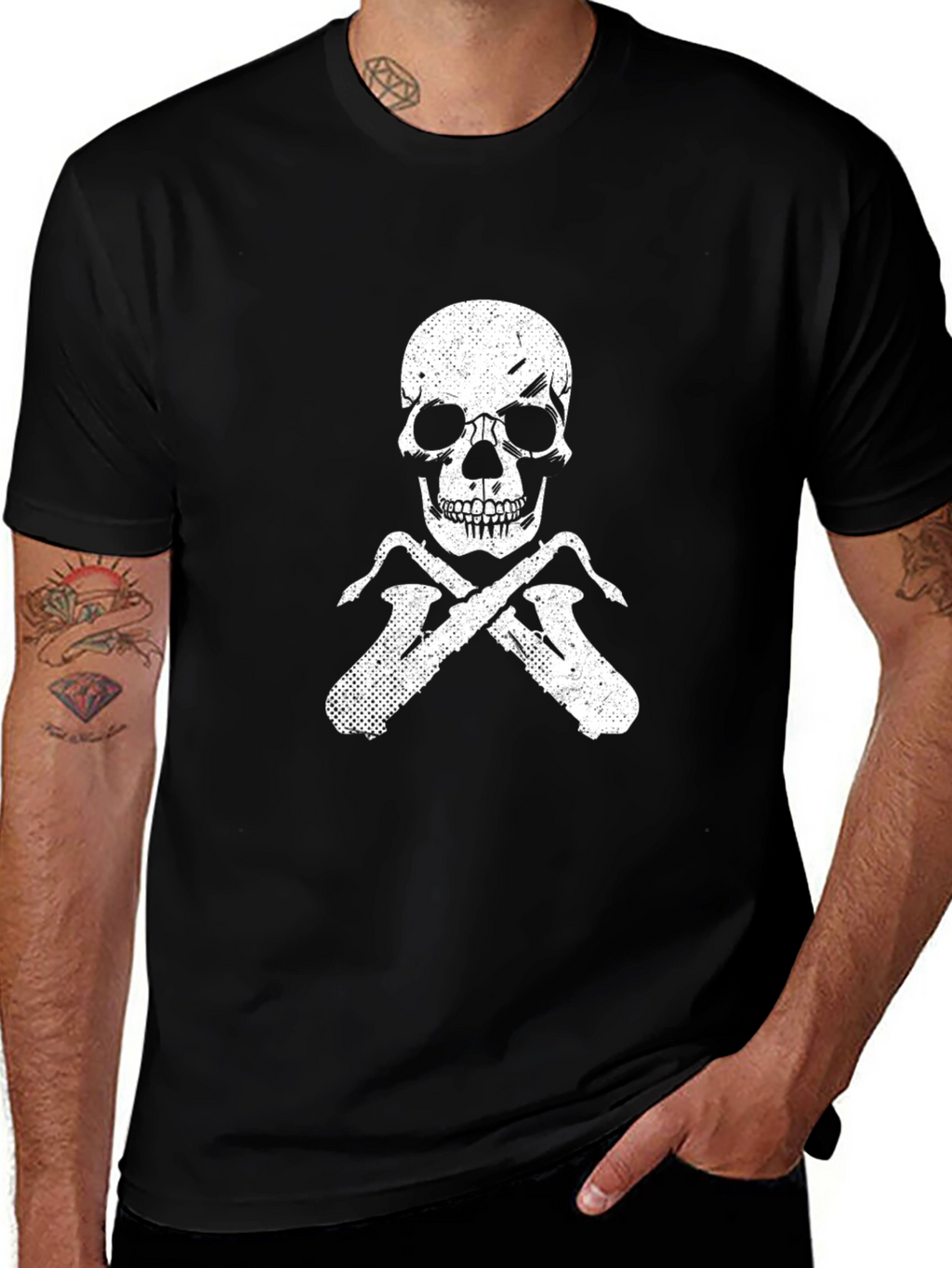 Skull & Saxophone Black T-Shirt
