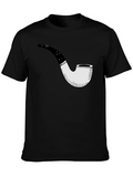 Mens Black T-Shirt with Pipe Graphic