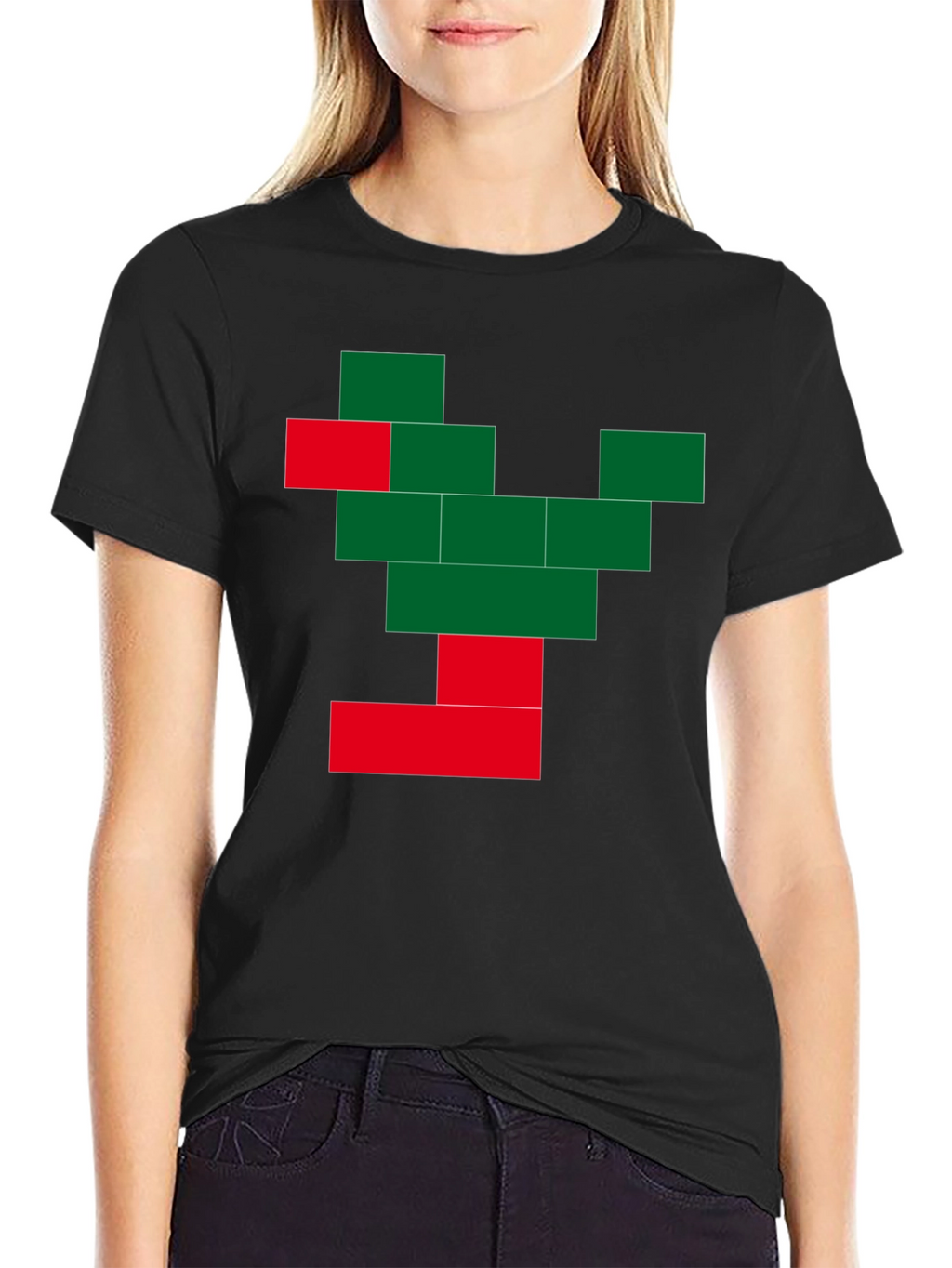 Pixel Tree Graphic Black T-Shirt