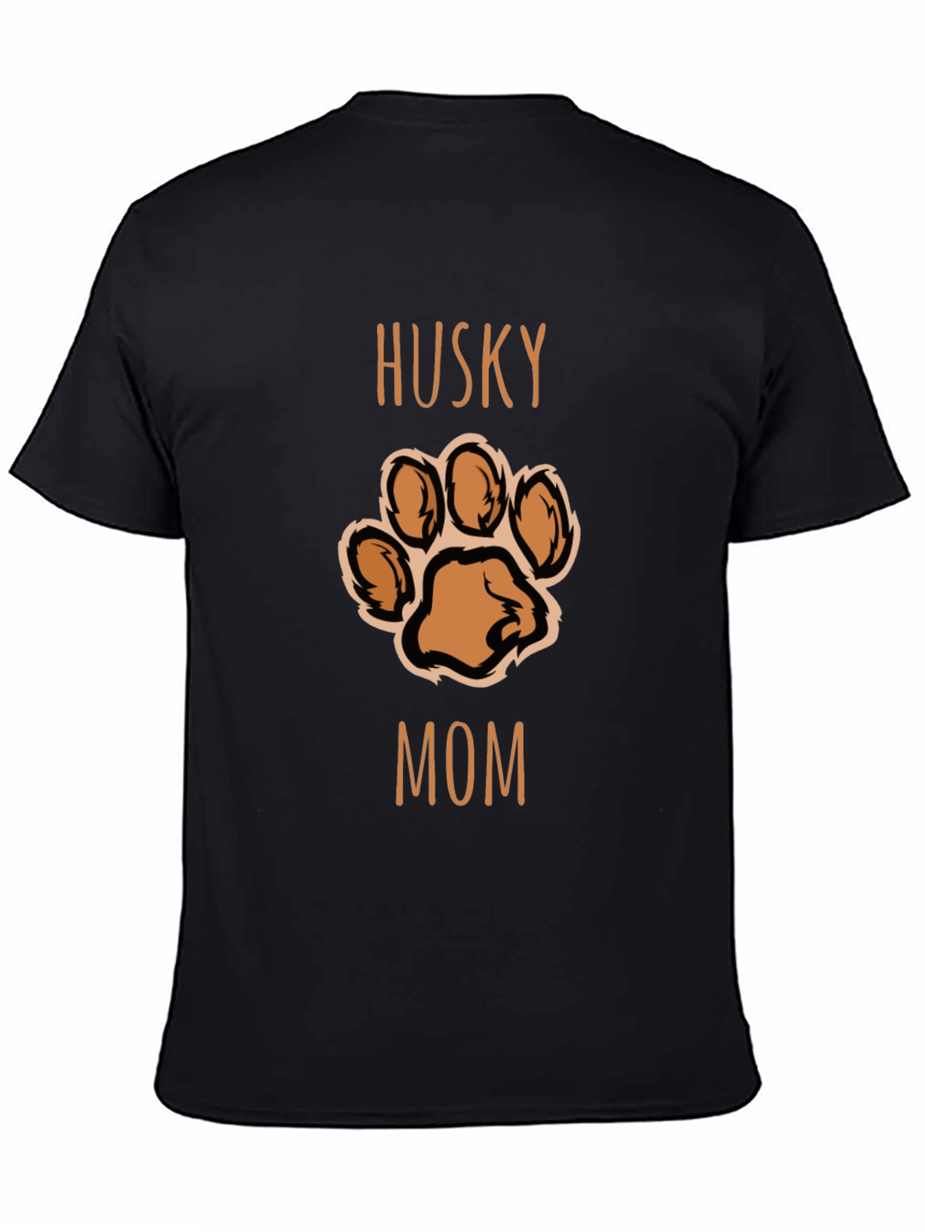 Husky Mom Paw Print T-Shirt - Black