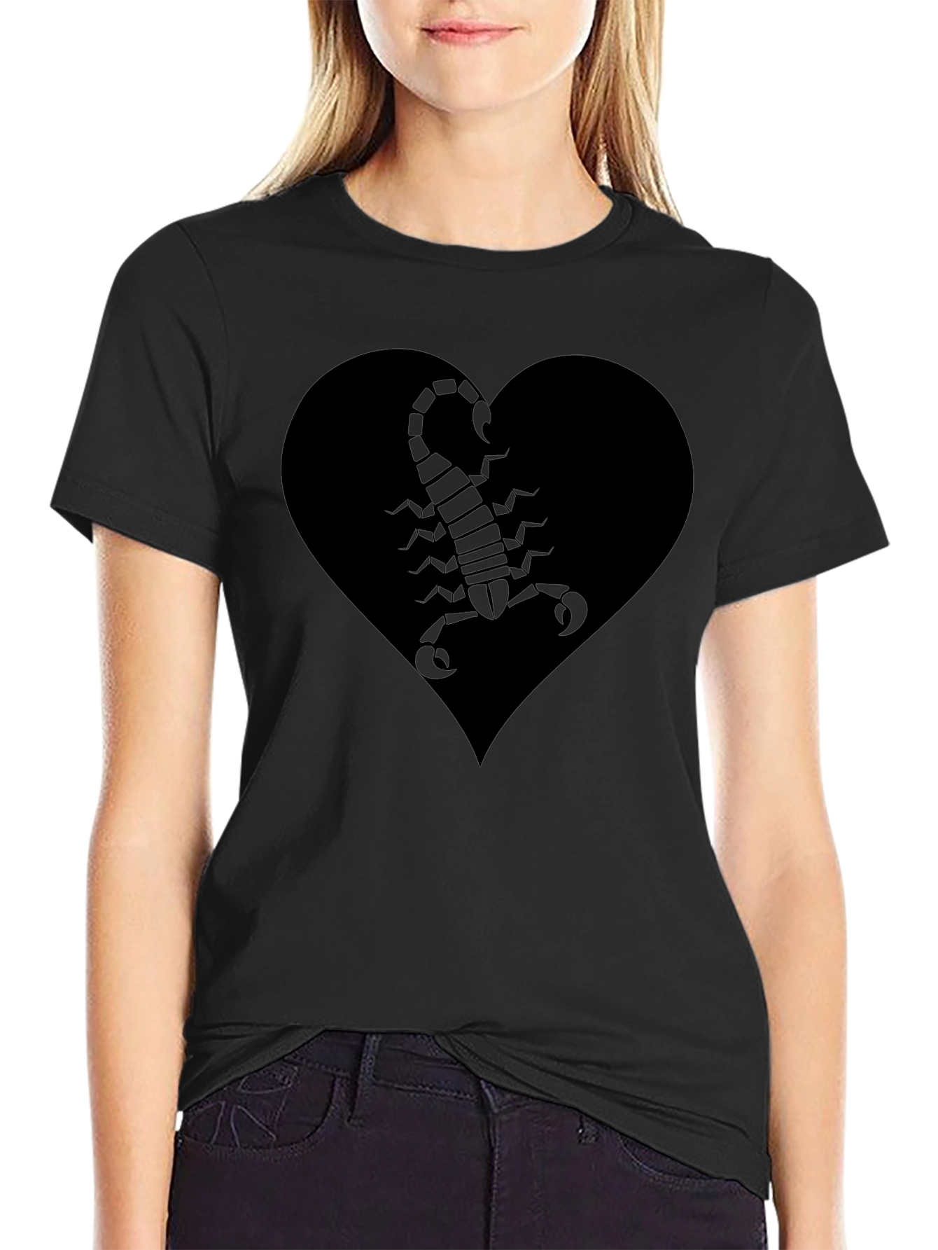 Heart Scorpion Graphic Tee - Black